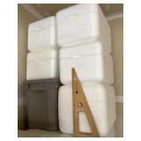3 totes & 5 Styrofoam coolers 3 totes & 5 Styrofoam coolers