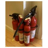 Group of household fire extinguishers Group of household fire extinguishers