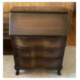 Drop front secretary desk with serpentine drawers