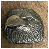 Brass bald eagle head belt buckle