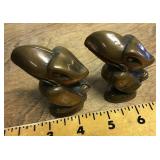 Pair of metal Kansas Jayhawk paperweights