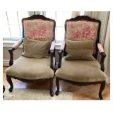 Pair of wood frame armchairs