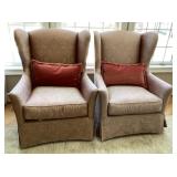 2 upholstered Hickory & White wingback chairs