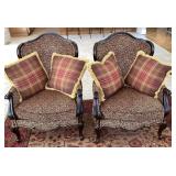 Pair of armchairs with throw pillows