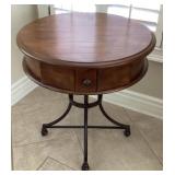 29" Round drum table with drawer