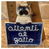 Porcelain "Attenti al Gatto" sign