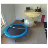 Small table and workout equipment