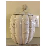 Pumpkin-shaped pottery cookie jar