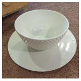 Milk glass hobnail punch bowl & 12? cups