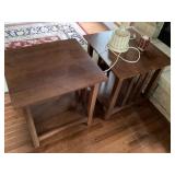 Pair of wooden end tables and coffee table