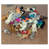Lot of Beanie Babies and other plush toys