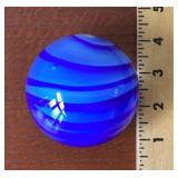Signed blue glass sphere paperweight