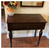 Antique spinet desk with contents