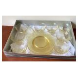 Yellow Depression cups and dessert plates