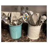 2 utensil canisters plus contents