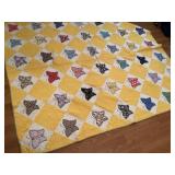 67x79 butterfly applique quilt --hand stitched