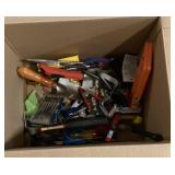 Box of tools, metal toolbox + contents