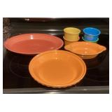 Fiesta platter, pie plate, custard cups, dish