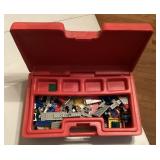 Lego bricks in plastic Lego storage box