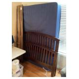 Queen head & footboard, box spring, rails