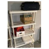 6 foot plastic storage shelves + contents