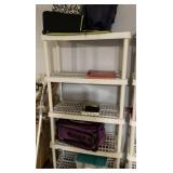 6 foot plastic storage shelves + contents