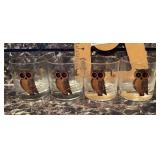 4 MCM Couroc owl cocktail glasses