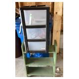 3-drawer storage and wooden shelf