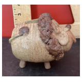 Studio pottery lion coin bank