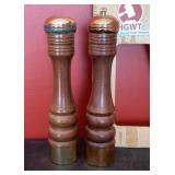 Wooden salt shaker and pepper mill