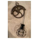 Lamp made from well pulley