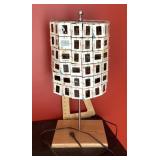 Table lamp with photo slides shade