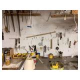 Contents of pegboard and workbench