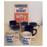 White Castle coffee mugs + sign