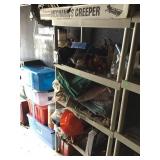 6 foot plastic shelves in garage + contents