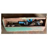 Wooden carpenters toolbox + contents