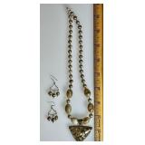 Sterling silver actinolite necklace and earrings