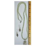 Sterling silver peridot necklace and earrings