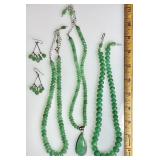 3 chrysoprase necklaces and earrings