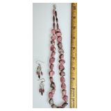 Sterling silver rhodonite necklace & earrings