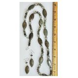 Sterling silver gemstone necklace and earrings