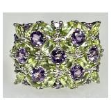Sterling amethyst and peridot ring