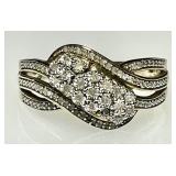 Gold over sterling ring with clear stones