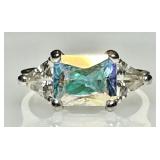 Sterling silver ring with iridescent stone