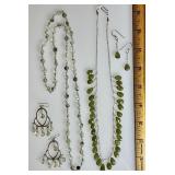 2 Sterling silver peridot necklaces & earrings