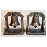 Bronzed cast iron Liberty bell bookends