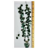 Sterling fuschite/keshi pearl necklace/earrings