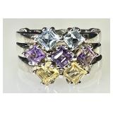 3-piece sterling silver gemstone ring