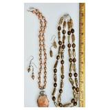 2 gemstone necklaces and earrings