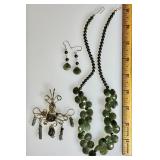 Serpentine necklace & earrings PLUS